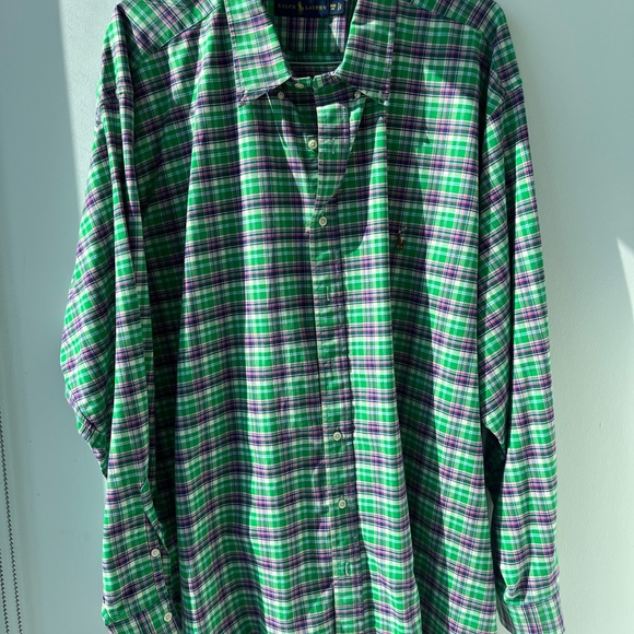 Ralph Lauren 4XB Green Plaid Button Down Mens Shirt - Picture 7 of 10